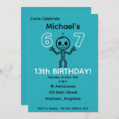 13th Birthday Party Invitation 6 7 招待状 (正面/裏面)