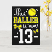 13th Birthday Party Softll Girl Thirteen Year Old  カード (黄色い花)