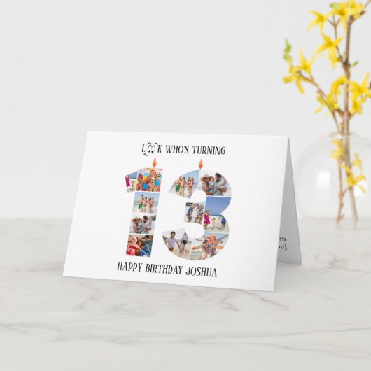 13th Birthday Photo Card カード (黄色い花)