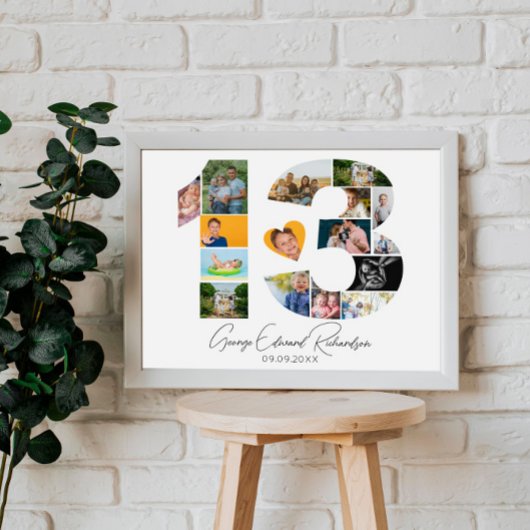 13th Birthday Photo Collage Poster Keepsake ポスター