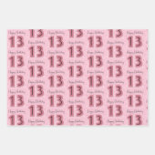 13th Birthday Pink Glitter For Girl ラッピングペーパーシート (正面2)