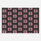 13th Birthday Pink Glitter For Girl ラッピングペーパーシート (正面3)