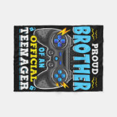 13th Birthday Proud Brother Official Teenager Vide フリースブランケット (正面(横))