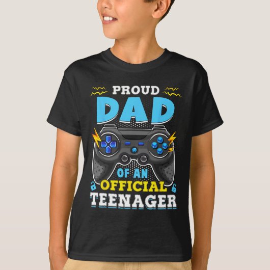 13th Birthday Proud Dad Official Teenager Video Ga Tシャツ (正面)