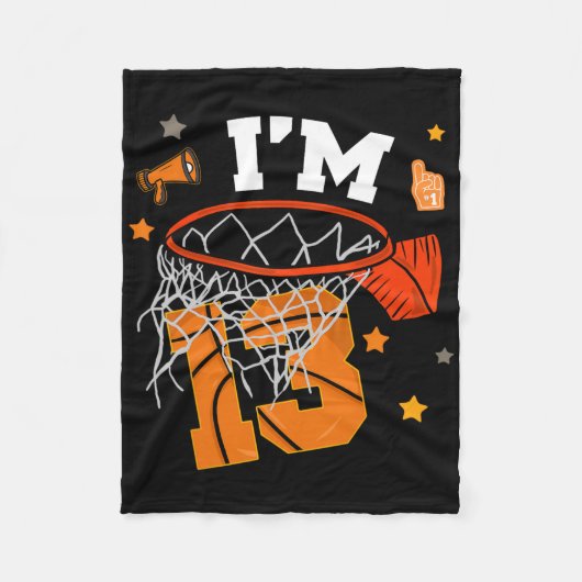 13th Birthday Sketll Boy 13 Yr Old Thirteen Years  フリースブランケット (正面)