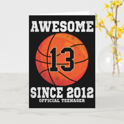 13th Birthday Sketll Fan 13 Years Old Official Tee カード (黄色い花)