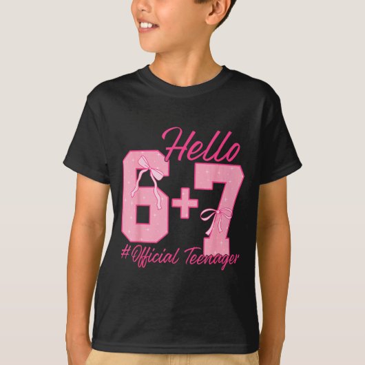 13th Birthday Teenager Six Seven Coquette Bow 6 7  Tシャツ (正面)