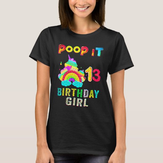 13th Fidget Pop It Birthday Girl Party Thirteen 13 Tシャツ (正面)