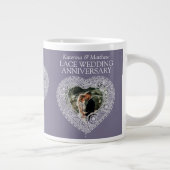 13th Laceの周年記念結婚ハート写真グレー ジャンボコーヒーマグカップ (右)