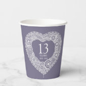 13th Laceの周年記念結婚ハート写真グレー 紙コップ (裏面)