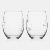 13th Laceの結婚アニバーサリーラインアートカップル ステムなしワイングラス (左)