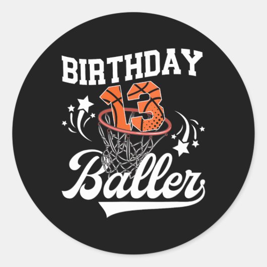 13th Sketll Birthday Thirteen Year Old Sketll Play ラウンドシール (正面)