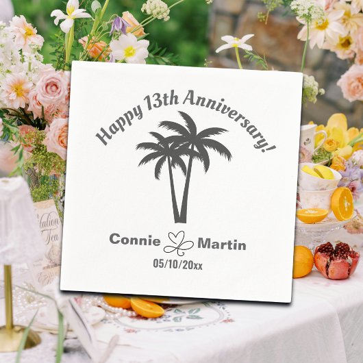 13th Wedding Anniversary Palm Trees スタンダードカクテルナプキン