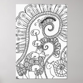 13x19着色ポスターキャタピラーとカタツムリ ポスター