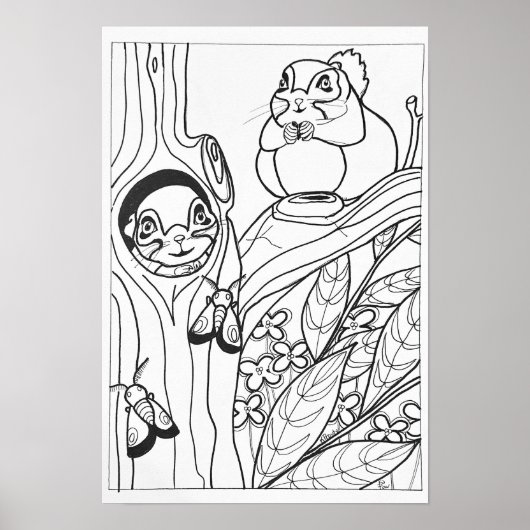 13x19着色ポスターシベリア飛んでいるリス ポスター (正面)