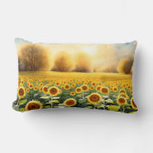 13x21cm イエローのひまわりサンセットクッション ランバークッション (正面)