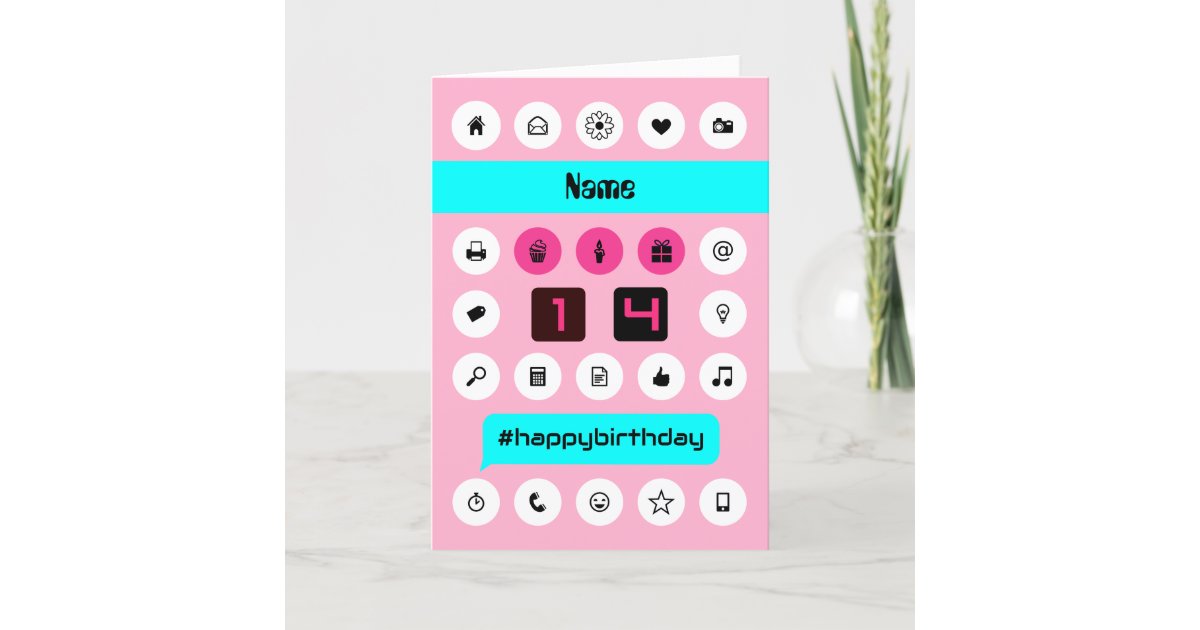 14歳の名前入りな誕生日は名前を加えます カード Zazzle Co Jp 14歳の名前入りな誕生日は名前を加えます カード Zazzle Co Jp