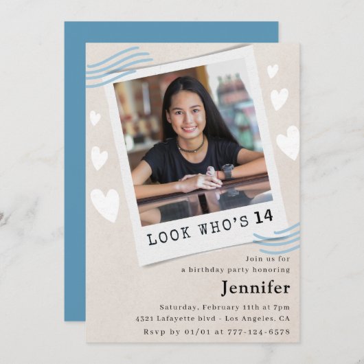 14おもしろい歳の誕生日の招待状 招待状 (正面/裏面)