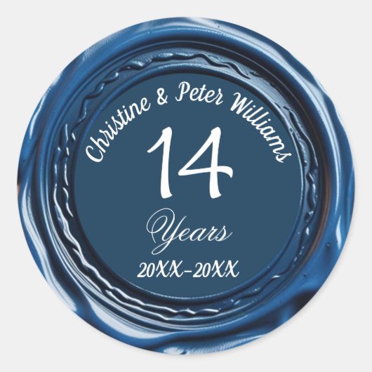 14アイボリーの結婚ブルーワックスシール ラウンドシール (正面)