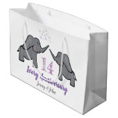 14アイボリーの結婚命日のかわいい象 ラージペーパーバッグ (裏面アングル)