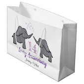14アイボリーの結婚命日のかわいい象 ラージペーパーバッグ (正面アングル)