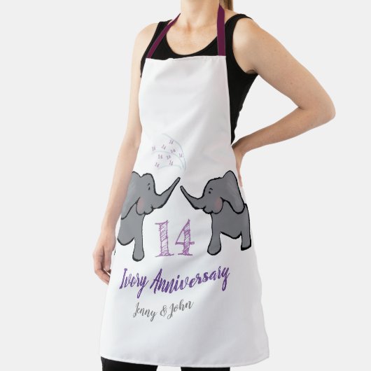 14アイボリー結婚記念かわいい象 エプロン (インサイチュ)
