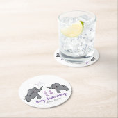 14アイボリー結婚記念かわいい象 ラウンドペーパーコースター (インサイチュ)