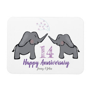 14アイボリー結婚記念日かわいいゾウ マグネット