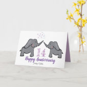 14アイボリー結婚記念日かわいい象カード カード (黄色い花)