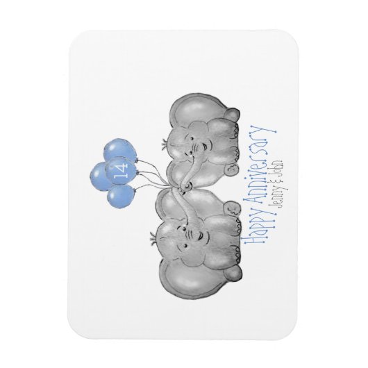 14アイボリー結婚記念象贈り物 マグネット (縦)