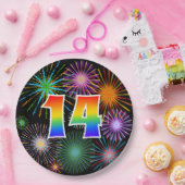 14イベント-おもしろいカラフル、はっきりしたレインボー14 ペーパープレート (パーティー)