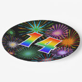 14イベント-おもしろいカラフル、はっきりしたレインボー14 ペーパープレート (アングル)