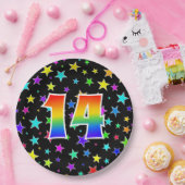 14イベント: はっきりした,おもしろい，レインボーカラフル14 ペーパープレート (パーティー)