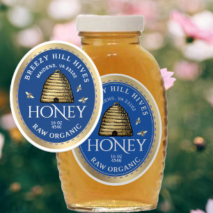 14インチステッカーに20個の金ゴールド串とミツバチ蜂蜜 シール