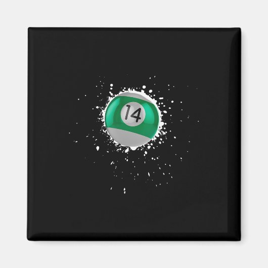 14クールボール14ビリヤード絵を描Splatte マグネット (正面)