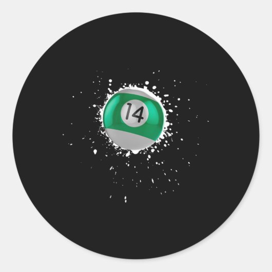 14クールボール14ビリヤード絵を描Splatte ラウンドシール (正面)