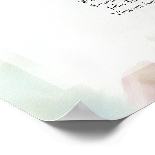 14テーブルピンクローズ結婚のシーティングチャート ポスター (角)