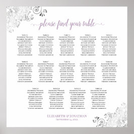 14テーブルレースのようの結婚座席表ホワイトラベンダー ポスター