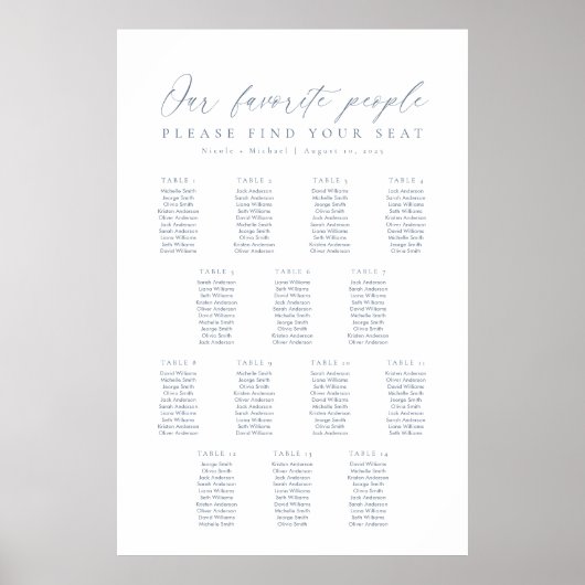 14テーブル私たちお気に入りのの人の座席表 ポスター (正面)