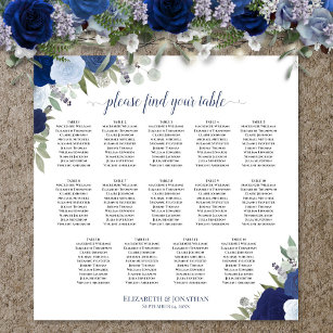 14テーブル青いBohoフローラ結婚の座席表 ポスター
