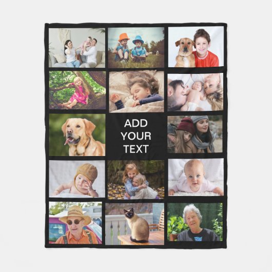 14パーソナライズされた枚の写真 フリースブランケット (正面)