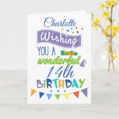 14パーソナライズされた歳の誕生日おめでとう カード (黄色い花)