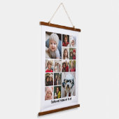14フォトコラージモンタージュと文字 – ホワイト編集可能 吊り下げ型タペストリー (傾斜あり)