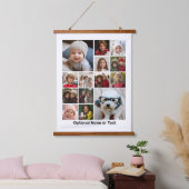 14フォトコラージモンタージュと文字 – ホワイト編集可能 吊り下げ型タペストリー (寝室)