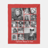 14フォトコラージュで赤のカラーを編集できる白の文字 フリースブランケット (正面)