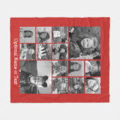 14フォトコラージュで赤のカラーを編集できる白の文字 フリースブランケット (正面(横))