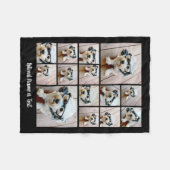 14フォトコラージュ正方形白黒書道 フリースブランケット (正面(横))