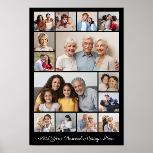 14フォトコラージュ自分の挨拶を追加 ポスター (正面)