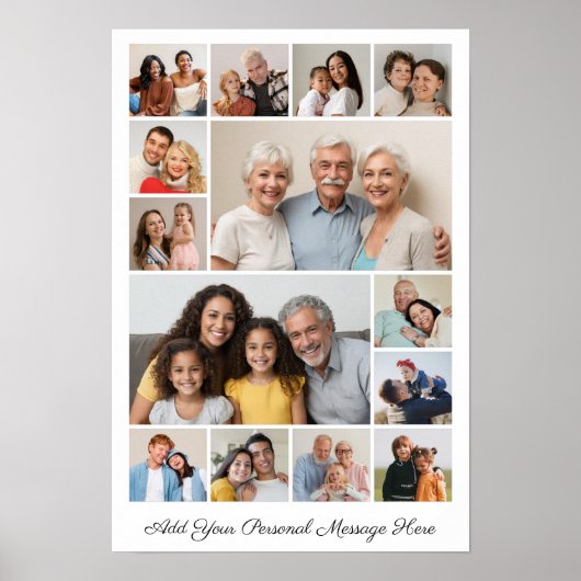 14フォトコラージュ自分の挨拶を追加 ポスター (正面)