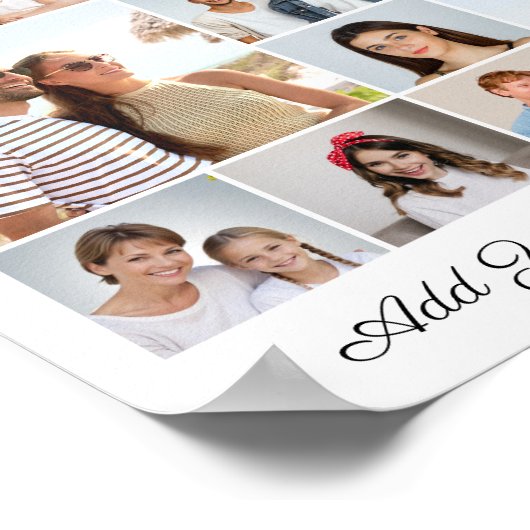 14フォトコラージュ自分の挨拶を追加 ポスター (角)